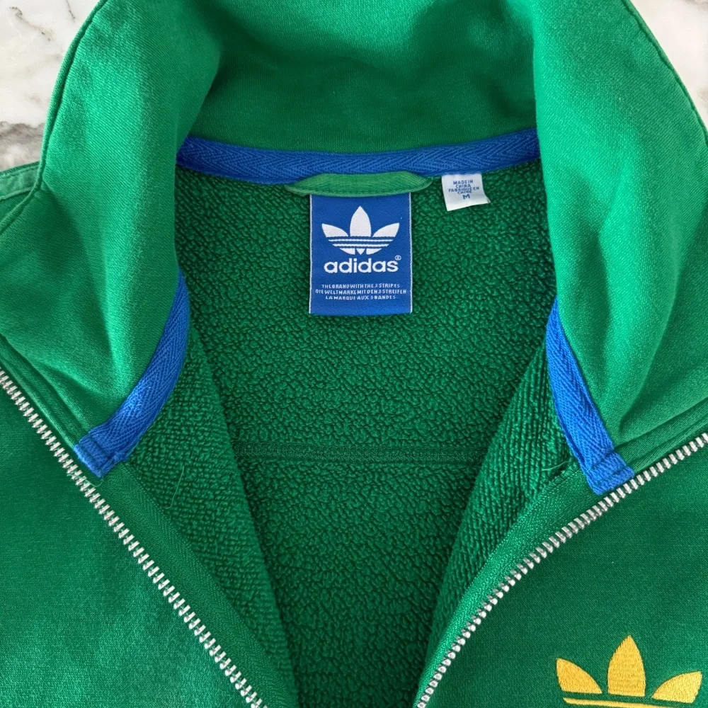 Adidas Vintage Green Cotton Blend Men's‎ Sweatshirt with Original Logo, Medium